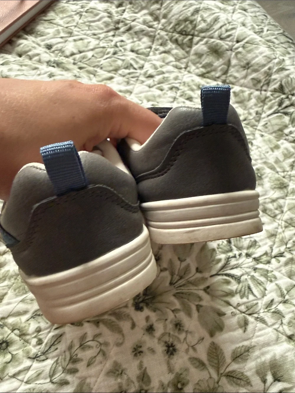OshKosh B'gosh Grey Kids Velcro Sneakers with Blue Accent